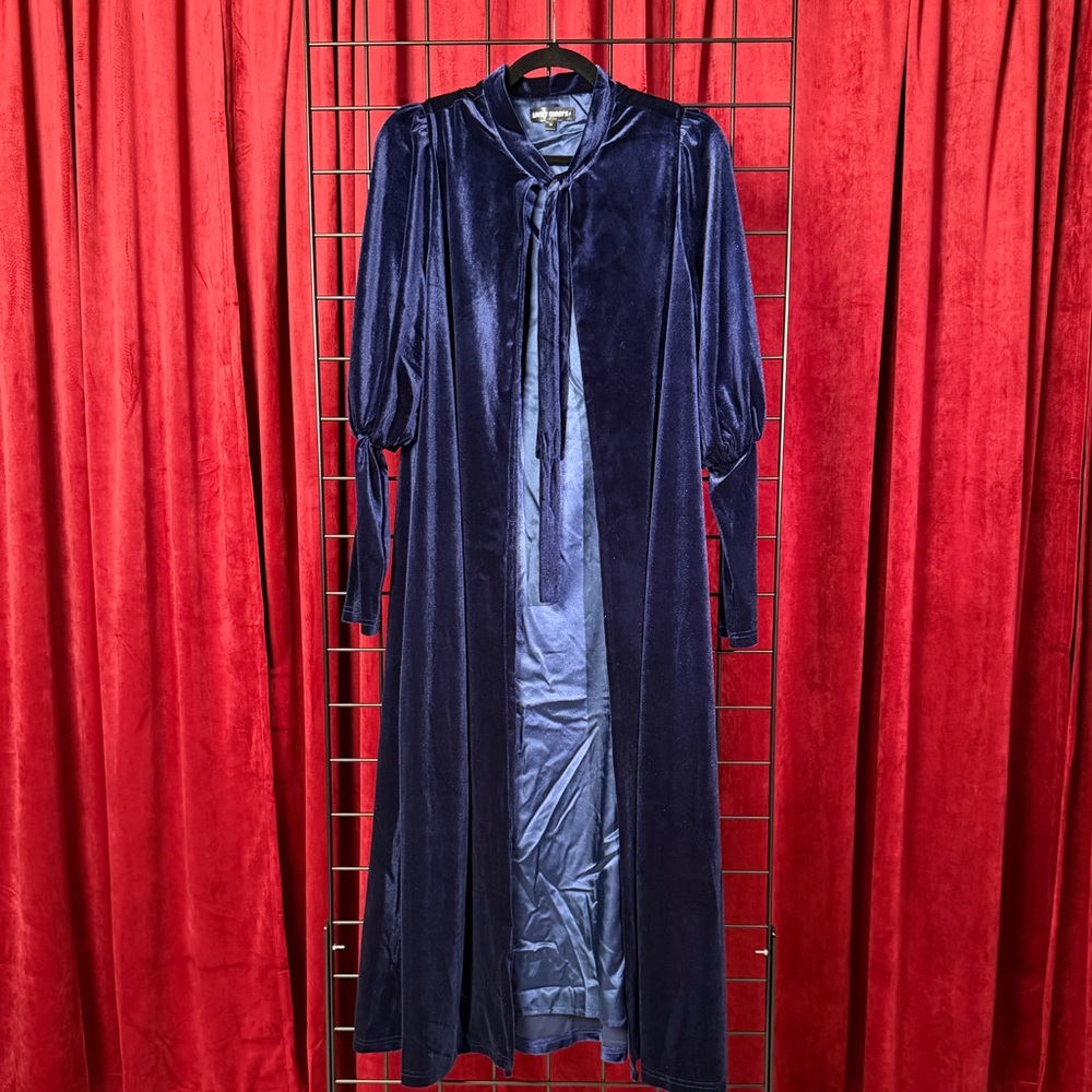 Lively Ghosts Chartreuse Blue Velvet Duster Sz M